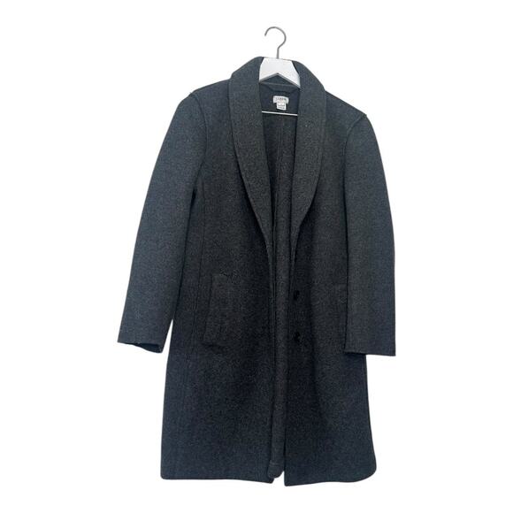 J.Crew Gray Boiled Wool Shawl Collar Topcoat Women’s Size 4 - Picture 1 of 8